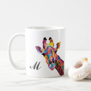 Colorful Giraffe Pop Art Monogram kaffe Mugg