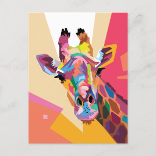 Colorful Giraffe Pop Art Vykort