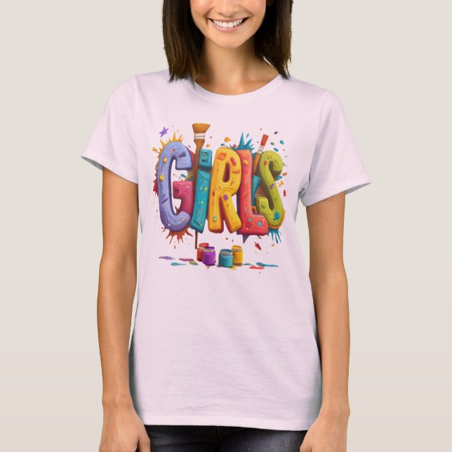 Colorful Girls Graffiti Art Graphic T-Shirt (Framsida)