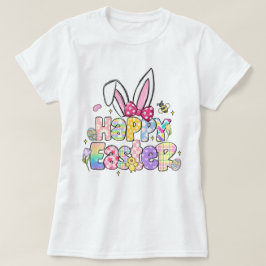 Colorful Glad påsk Bunny Blommigt Vår T Shirt
