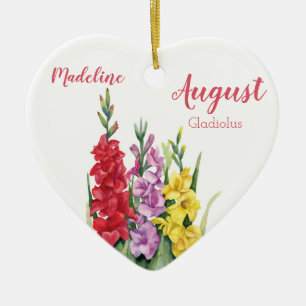 Colorful Gladiolus August Birth Flower Julgransprydnad Keramik