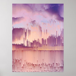 Colorful Glitch Sunset Horizon Poster