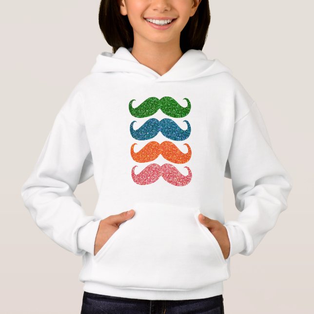 Colorful Glitter Mustache T Shirt (Framsida)