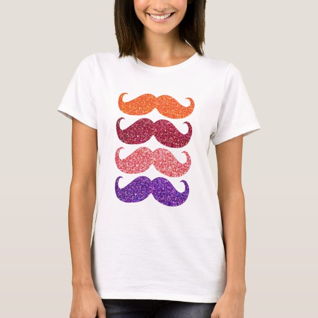 Colorful Glitter Mustache Tee Shirt (Framsida)