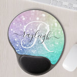 Colorful Glitter Söt Bokeh Monogrammed Gel Musmatta<br><div class="desc">Anpassa enkelt den här eleganten färglös bokeh glitter mönster med ditt eget namn och/eller monogram.</div>