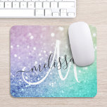 Colorful Glitter Söt Bokeh Monogrammed Musmatta<br><div class="desc">Anpassa enkelt den här eleganten färglös bokeh glitter mönster med ditt eget namn och/eller monogram.</div>