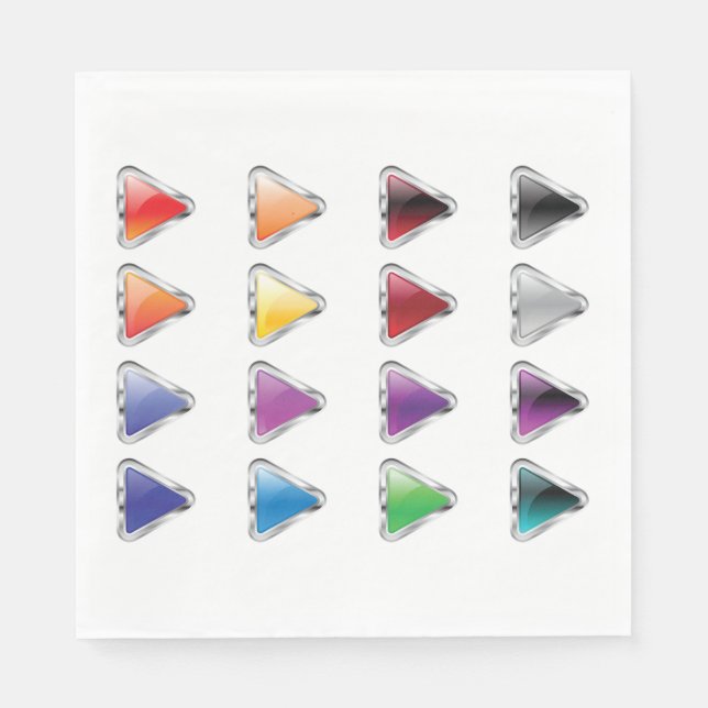 Colorful Glossy Metal Play Buttons Pappersservett (Framsidan)