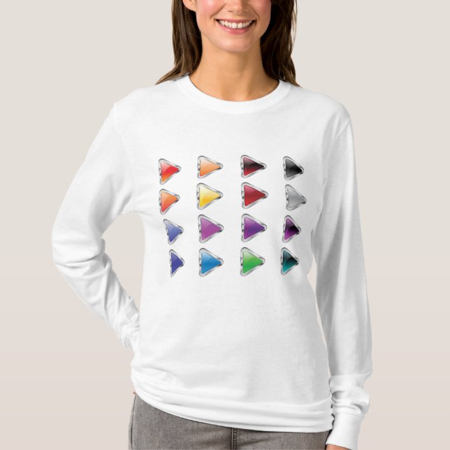 Colorful Glossy Metal Play Buttons T Shirt (Framsida)