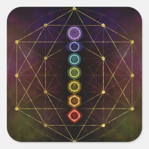 Colorful Glowing Chakras Fyrkantigt Klistermärke