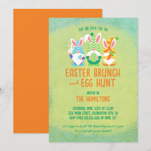 Colorful Gnome Påsk Brunch och Egg Hunt Inbjudningar