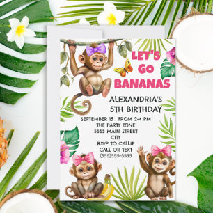 Colorful Go Bananas Monkey Jungle Child's Birthday Inbjudningar