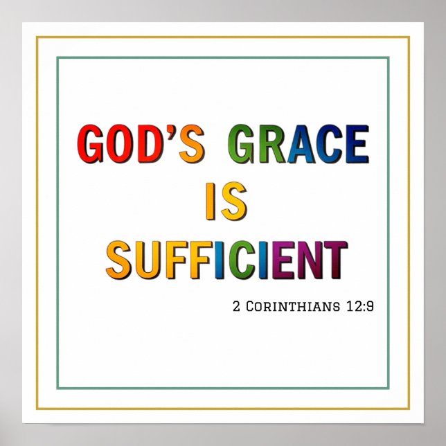 Colorful Gods Grace Is Sufficient Clean Scripture Poster (Framsidan)