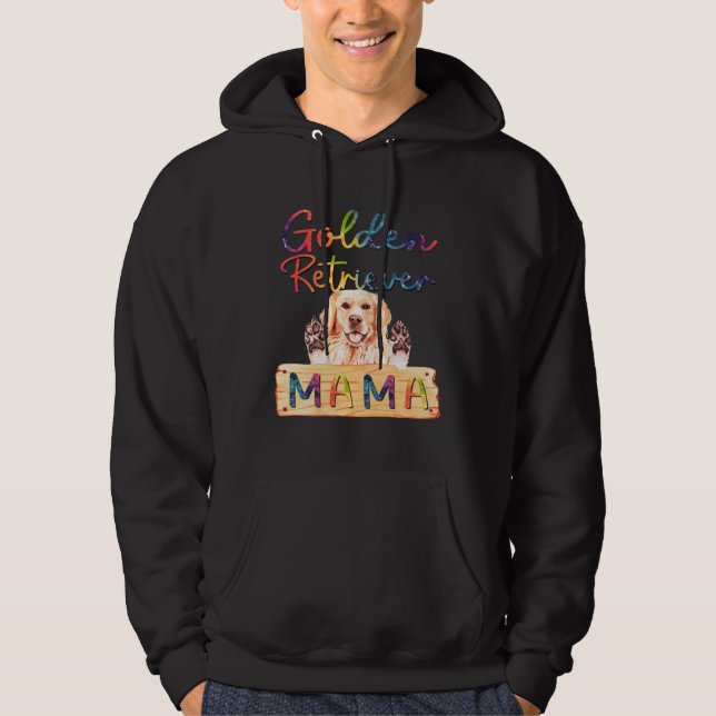 Colorful Golden Retriever Mama  Dog Mom Hoodie (Framsida)