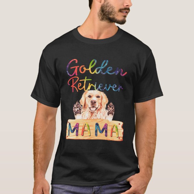 Colorful Golden Retriever Mama  Dog Mom T Shirt (Framsida)