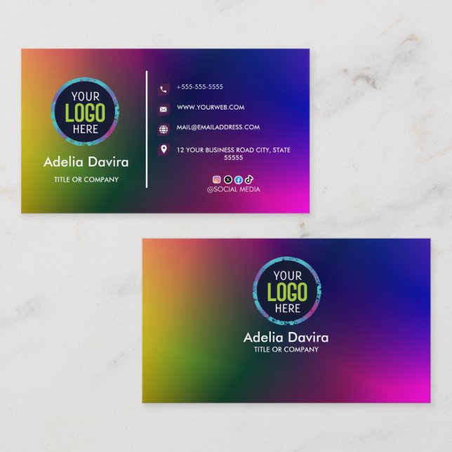 Colorful Gradient Business Card Modern Design Visitkort (Fram/baksida)