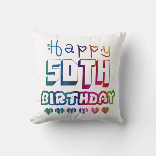 colorful gradient Happy 50th birthday Kudde (Framsida)