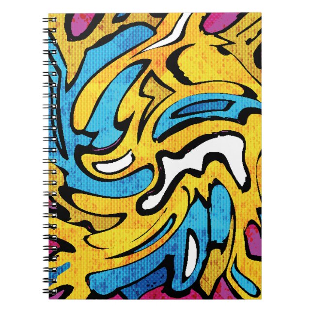 Colorful Graffiti Abstrakt Black Background Anteckningsbok (Framsidan)