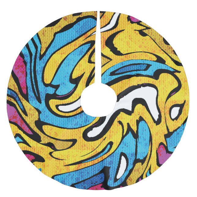 Colorful Graffiti Abstrakt Black Background Julgransmatta Borstad Polyester (Framsidan)