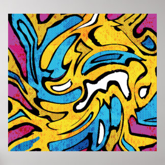 Colorful Graffiti Abstrakt Black Background Poster