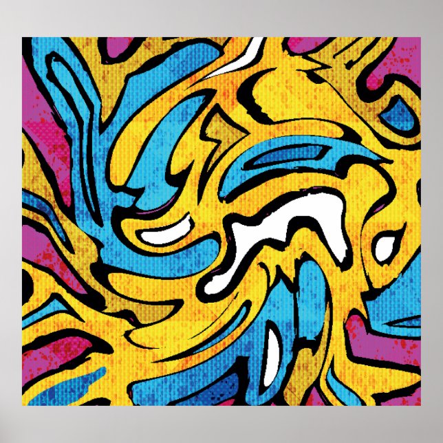 Colorful Graffiti Abstrakt Black Background Poster (Framsidan)