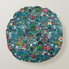 Colorful Graffiti Art. Rund Kudde