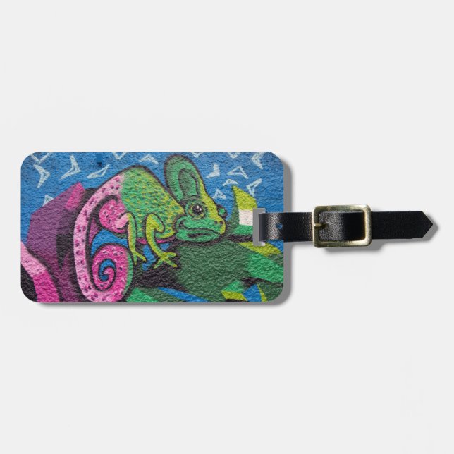 Colorful Graffiti Chameleon Bagagebricka (Horisontell Framsida)