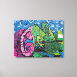 Colorful Graffiti Chameleon Canvastryck
