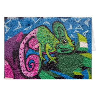Colorful Graffiti Chameleon Hälsningskort