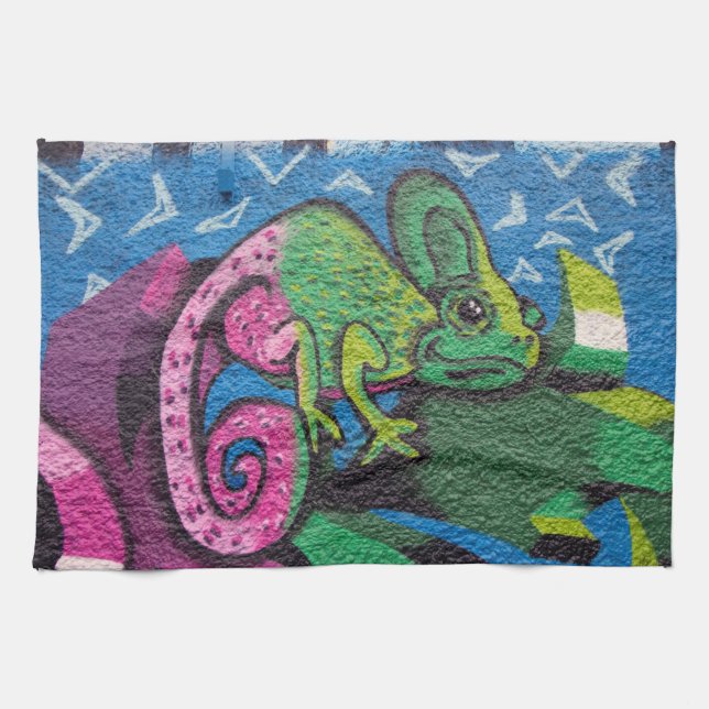 Colorful Graffiti Chameleon Kökshandduk (Horisontell)