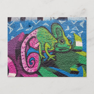 Colorful Graffiti Chameleon Vykort