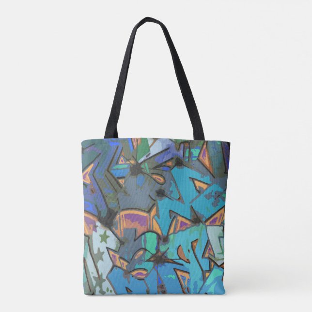 Colorful Graffiti Design Tote Bag Tygkasse (Baksida)