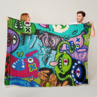 Colorful Graffiti Monster Art Blanket Fleecefilt