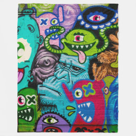 Colorful Graffiti Monster Art Blanket Fleecefilt