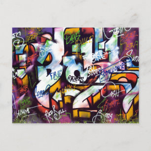 Colorful Graffiti Ord Vykort
