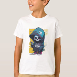 Colorful Graffiti Stil Chibi Skull i Huva T Shirt