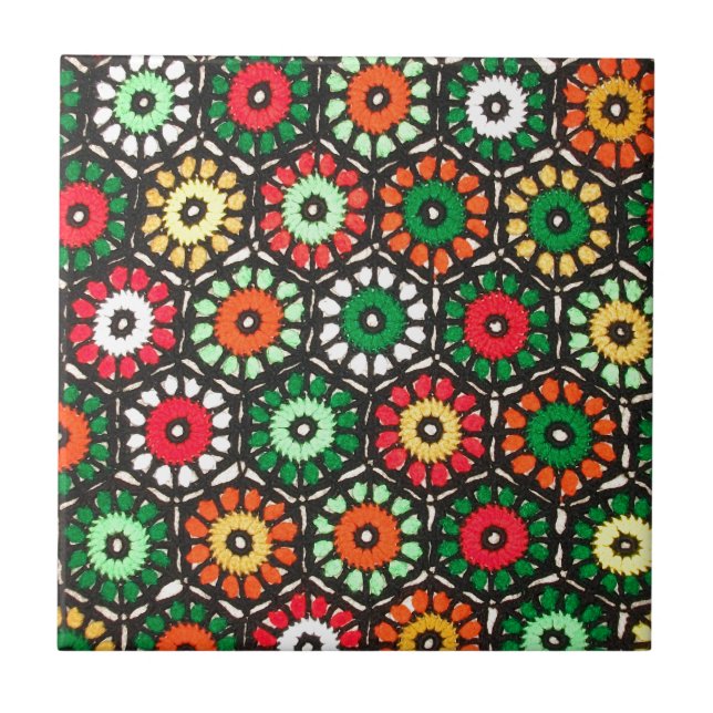 Colorful Granny Circles Crochet Mönster Kakelplatta (Framsidan)