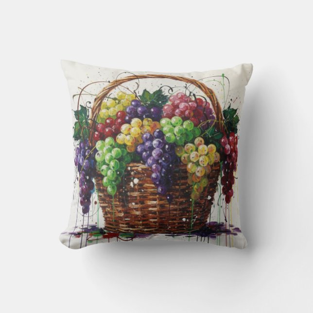 Colorful Grapes Basket Kudde (Framsida)