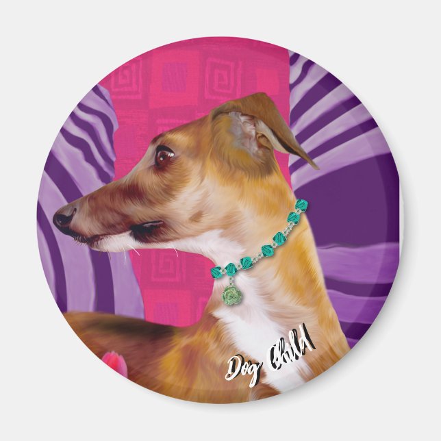 Colorful Greyhound, Art Deco Magnet (Framsidan)