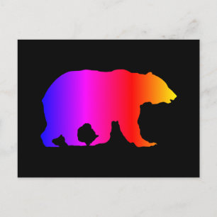 Colorful Grizzly Bear Silhouette Vykort