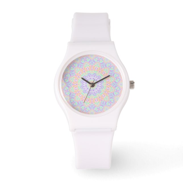Colorful Groovy Psychedelic Boho Hippie Mandala Armbandsur (Framsida)