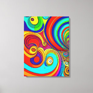 Colorful Groovy Rainbow Swirls Canvastryck