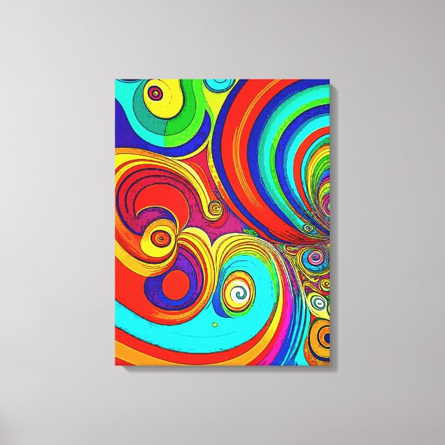 Colorful Groovy Rainbow Swirls Canvastryck (Framsida)