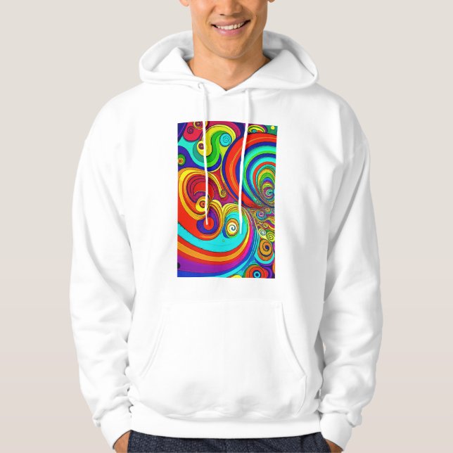 Colorful Groovy Rainbow Swirls Hoodie (Framsida)