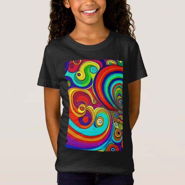 Colorful Groovy Rainbow Swirls T Shirt (Framsida)