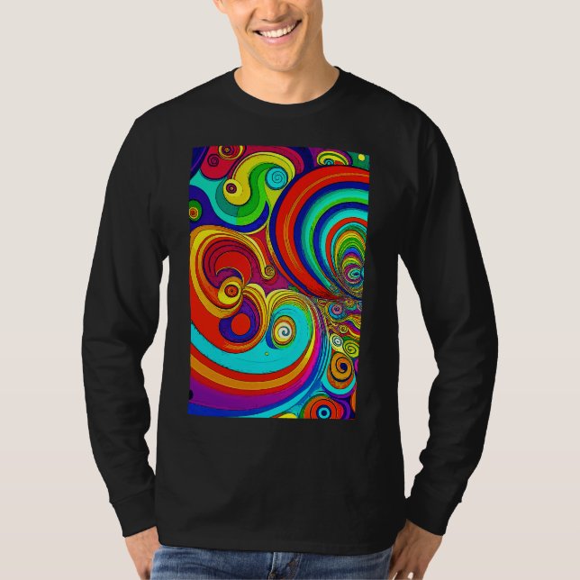 Colorful Groovy Rainbow Swirls T Shirt (Framsida)
