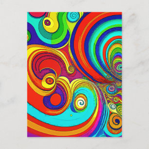 Colorful Groovy Rainbow Swirls Vykort