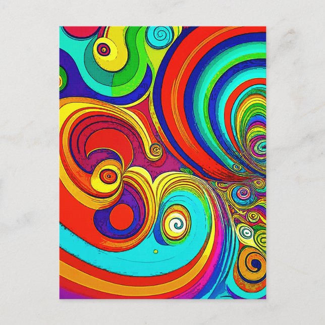 Colorful Groovy Rainbow Swirls Vykort (Framsida)