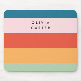 Colorful Groovy Retro Vågrät Rand Namn Musmatta