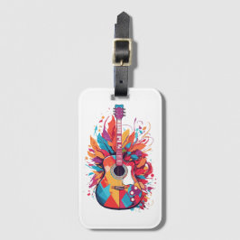 Colorful Guitar Stänk Art Clip Art Luggage Tagg Bagagebricka