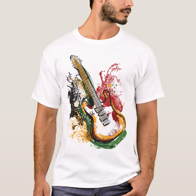 Colorful Guitar Vibes T Shirt (Framsida)